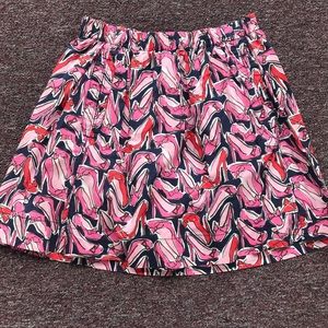 Lilly Pulitzer skirt with red and pink heels